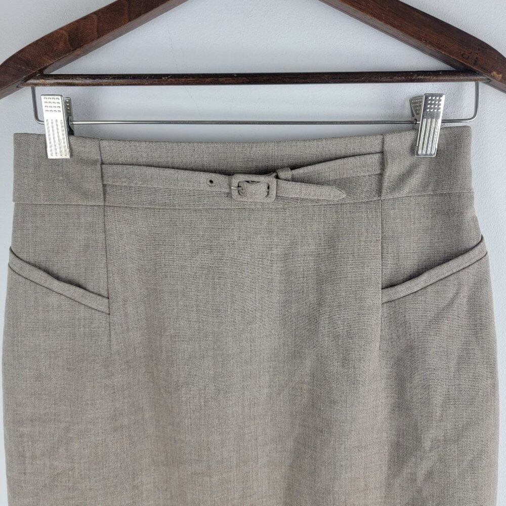 Classiques Entier Pencil Skirt Waist Belt Beige Side Zip Vent Size 4 - Picture 3 of 7